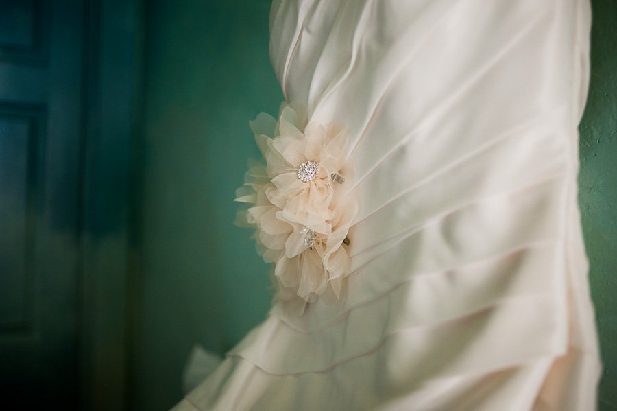 fabric flower on dress detail, austin wedding photographer, austin lifestyle photographer