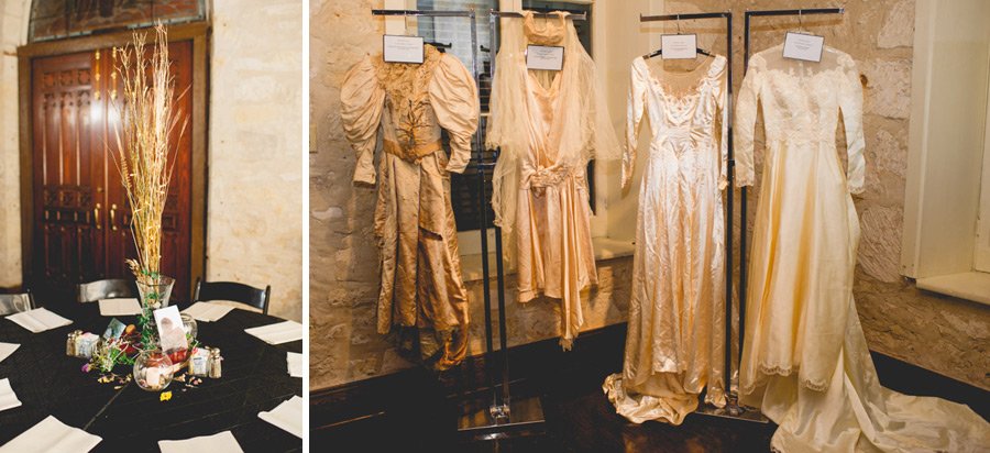 southwest school of art wedding details including vintage wedding dresses