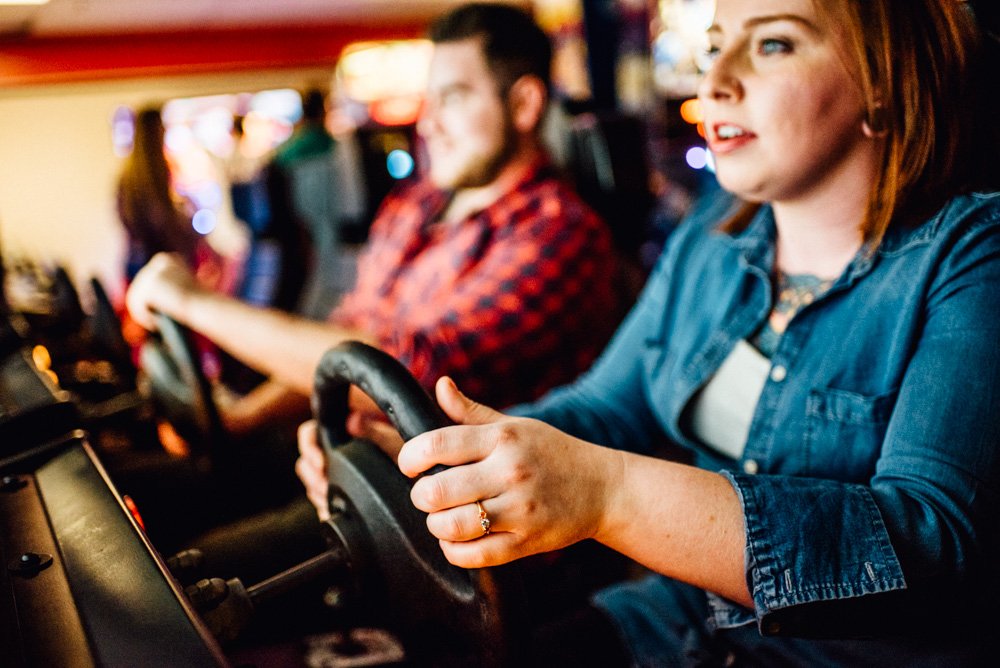 unique arcade engagement session ideas for creative couples in fort worth texas