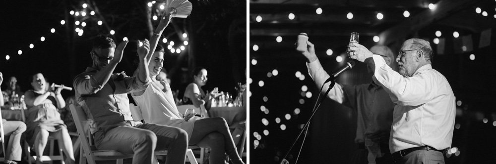 black and white wedding photographs taken outside the wildflower barn in driftwood texas