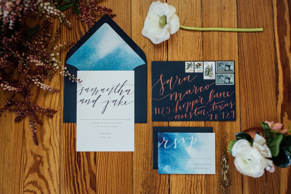 rose gold and navy styled shoot Barr Mansion