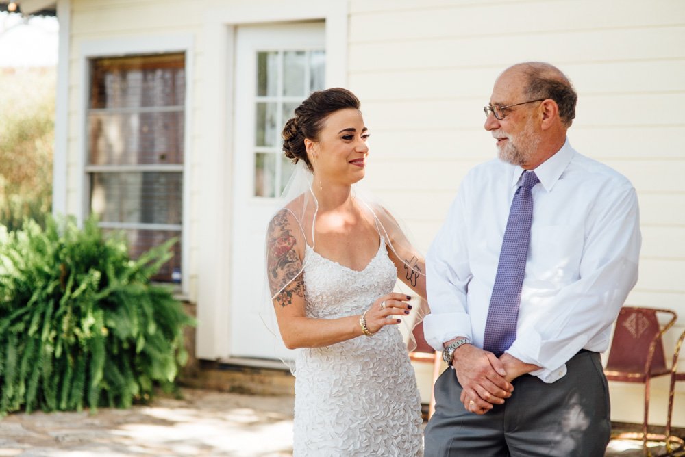 first look father daughter at the wildflower barn