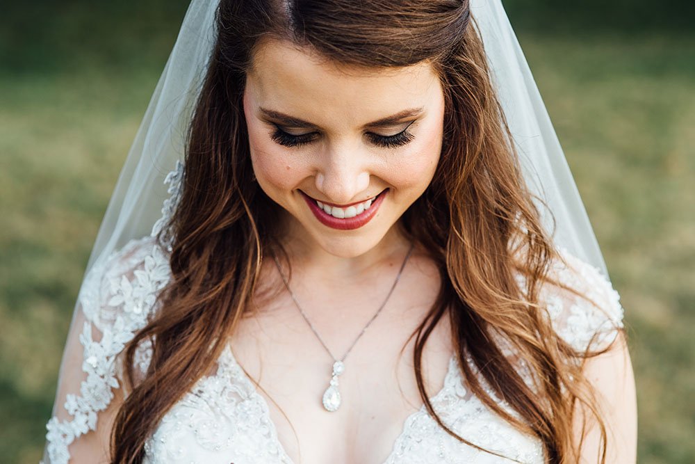 portrait of bride looking down at her bridal session in San Antonio
