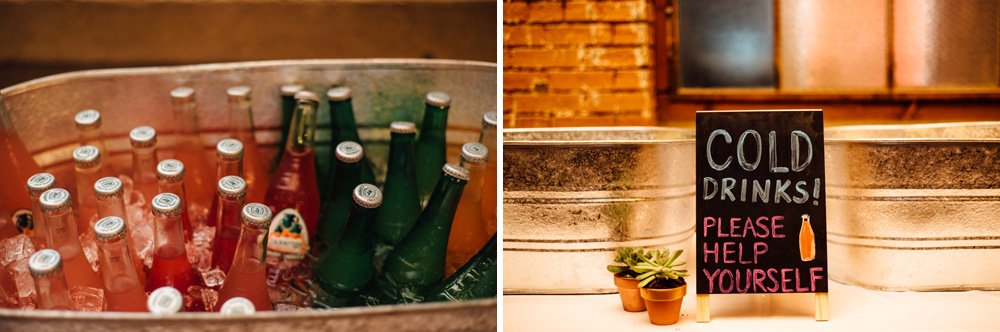 colorful soda bar at an industrial indoor wedding in dallas