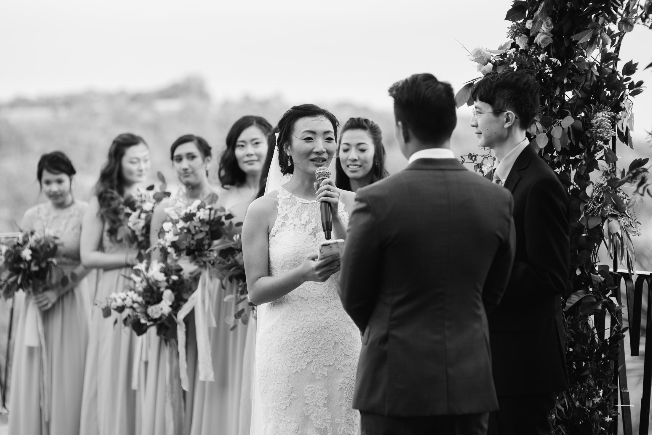 black and white wedding photography at villa antonia