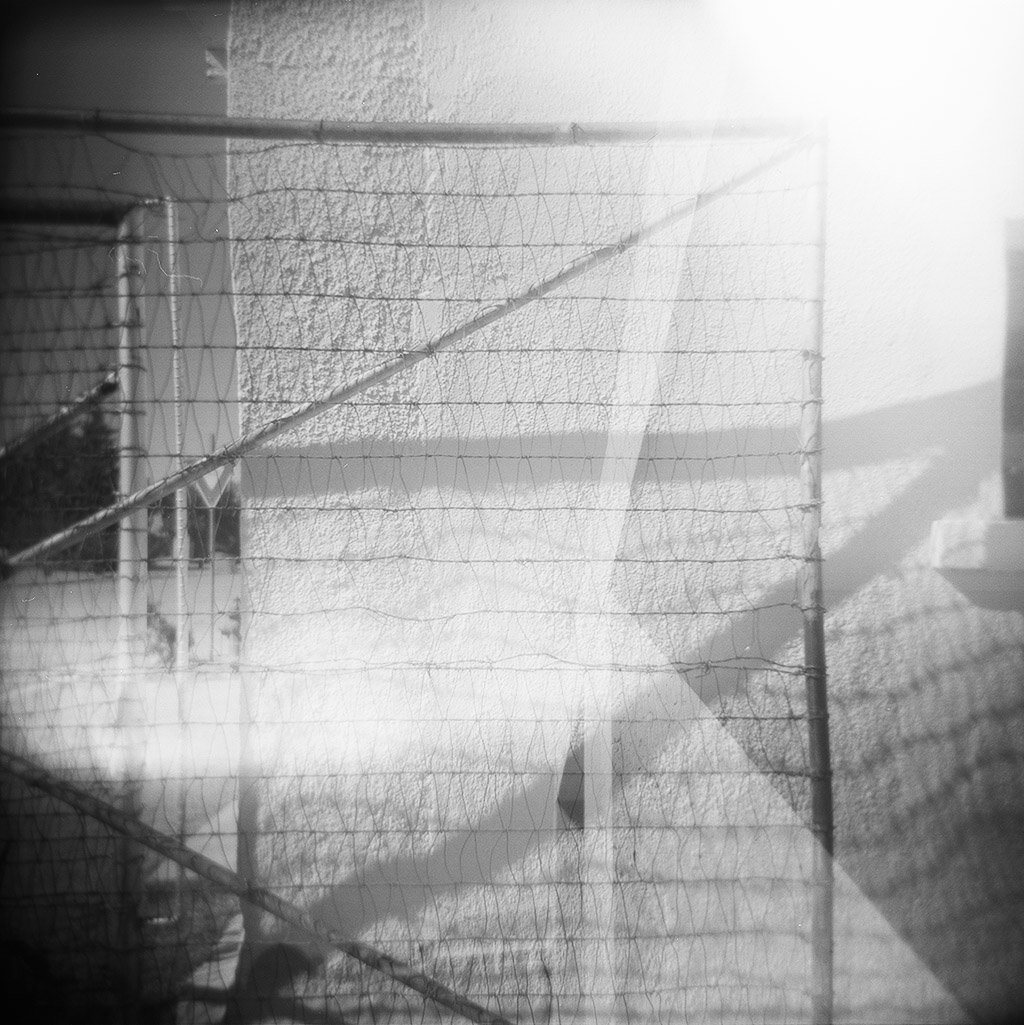 west texas fence black and white holga photograph