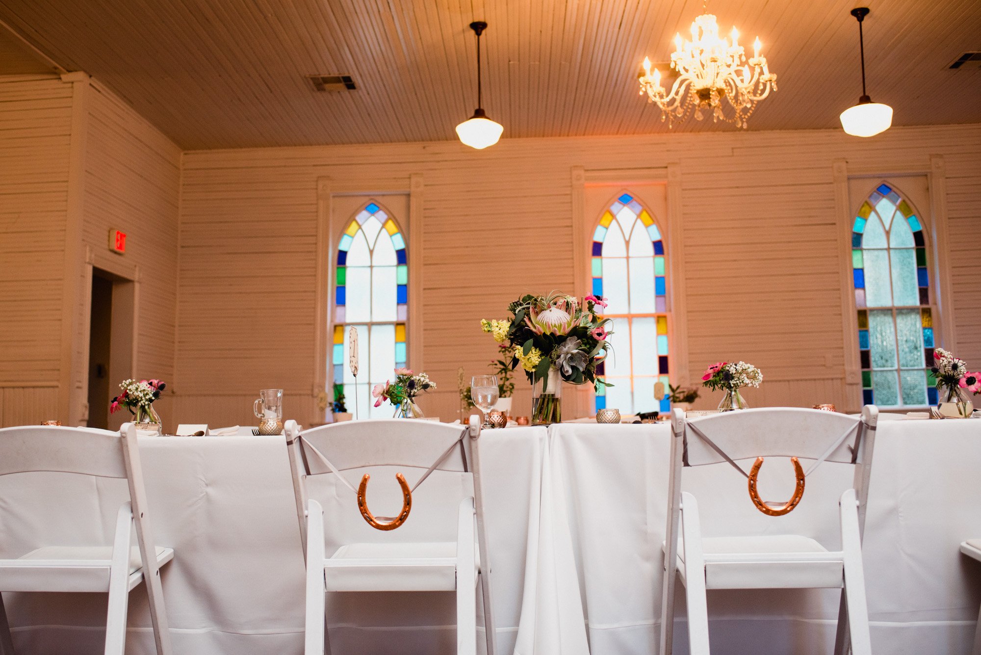 lucky horseshoes for the bride and groom at a mercury hall wedding reception