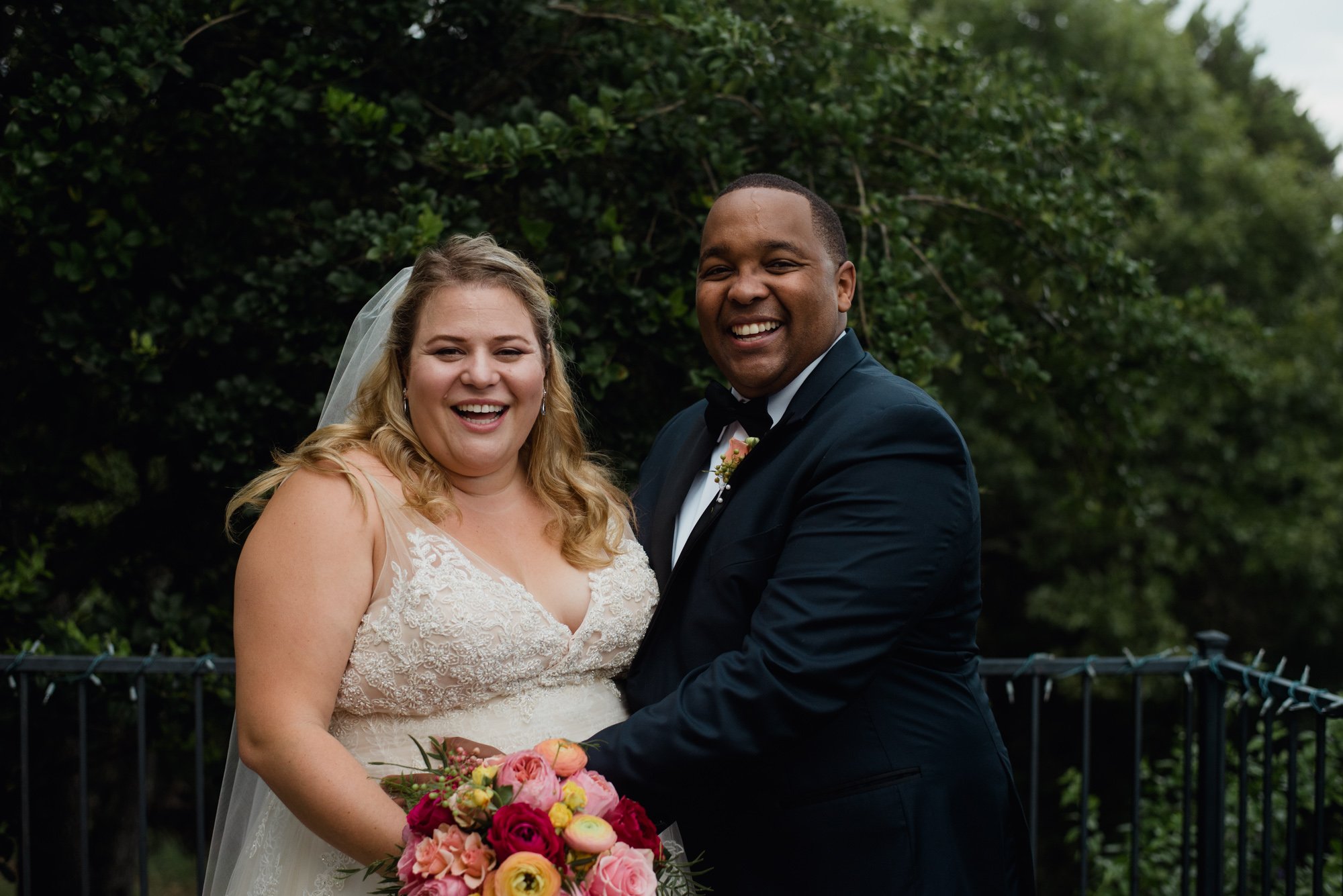 happy couple photos after mini elopement type wedding in austin texas