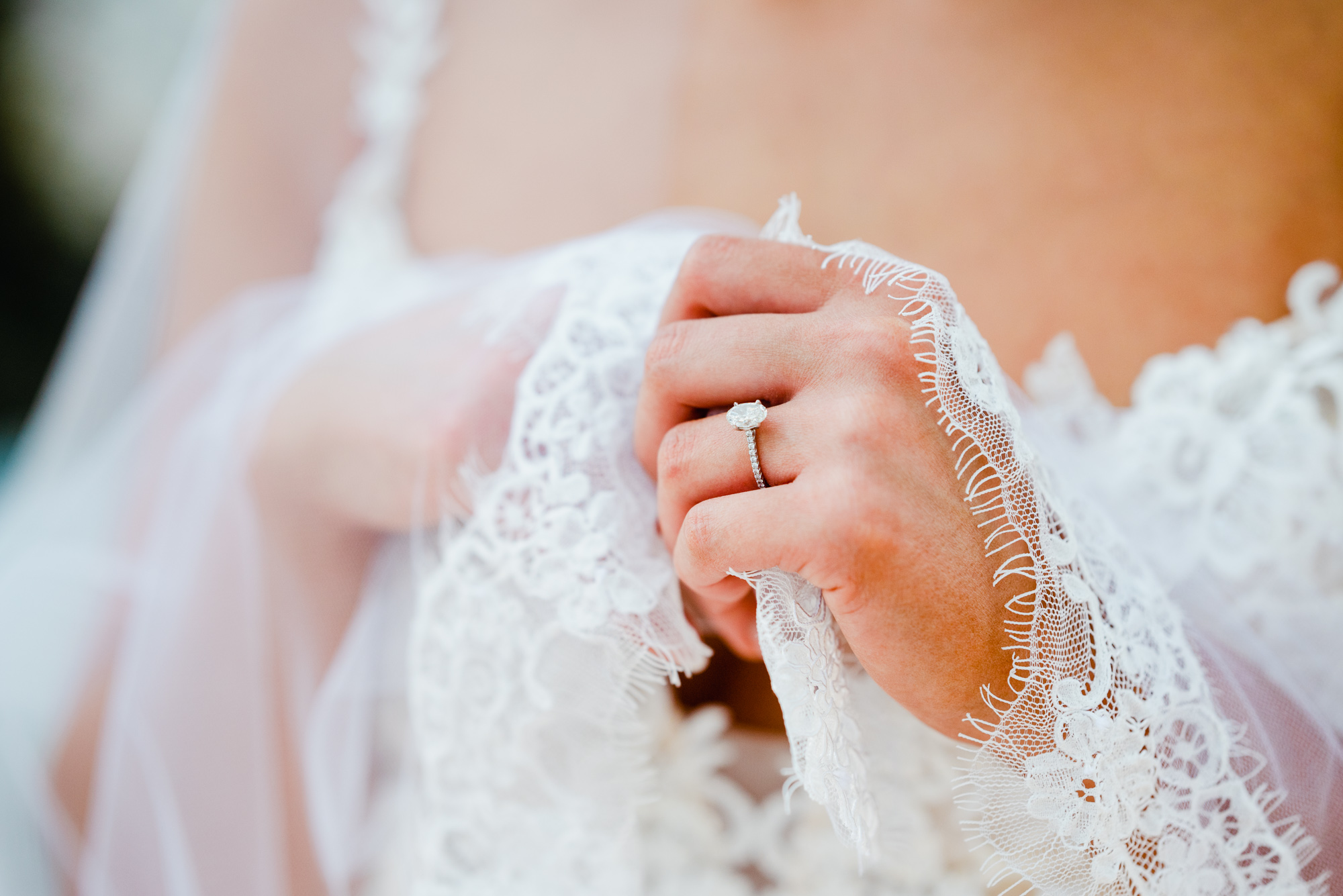 detail photo of bride's engagement ring 