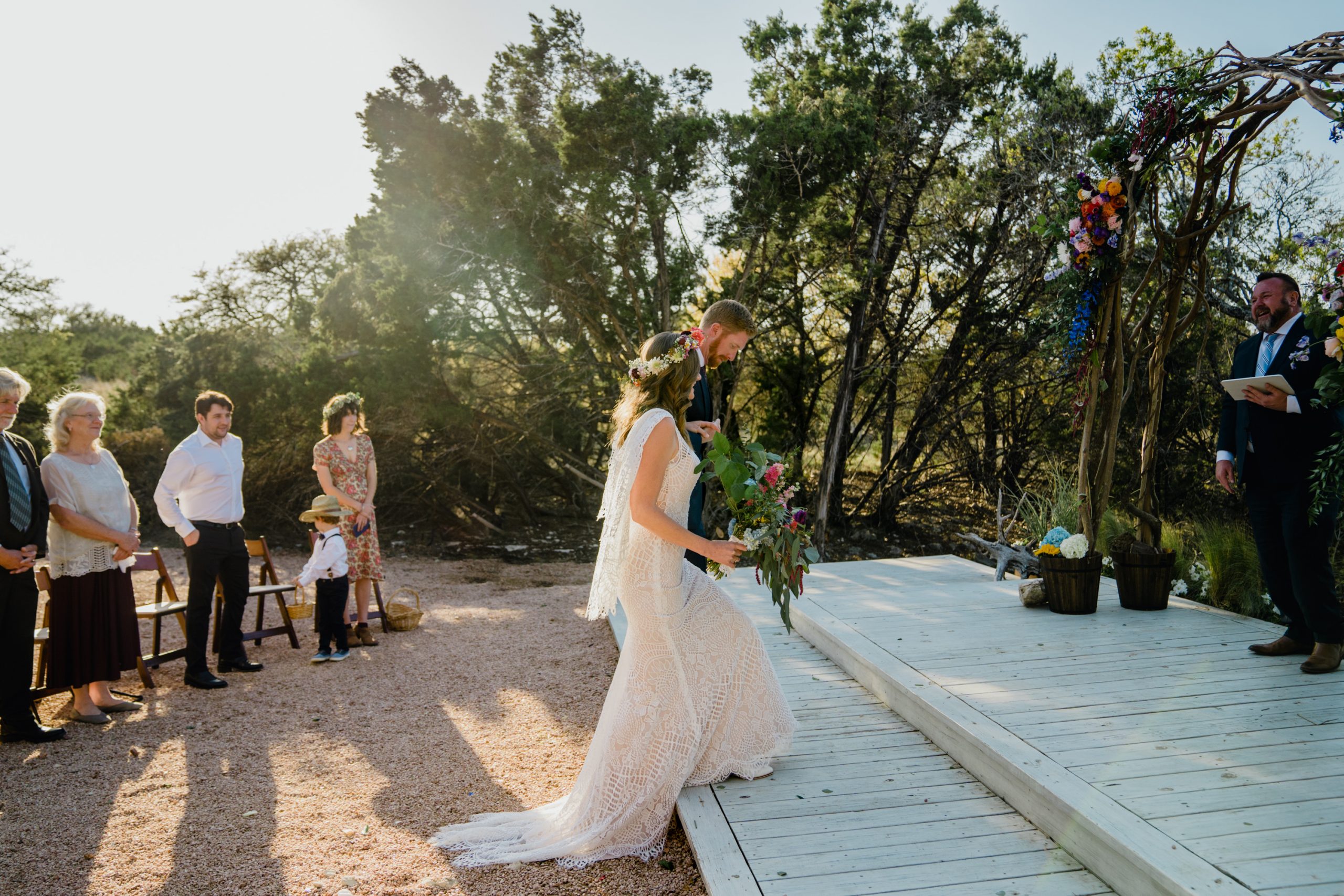 wedding ceremony at lucky arrow retreat
